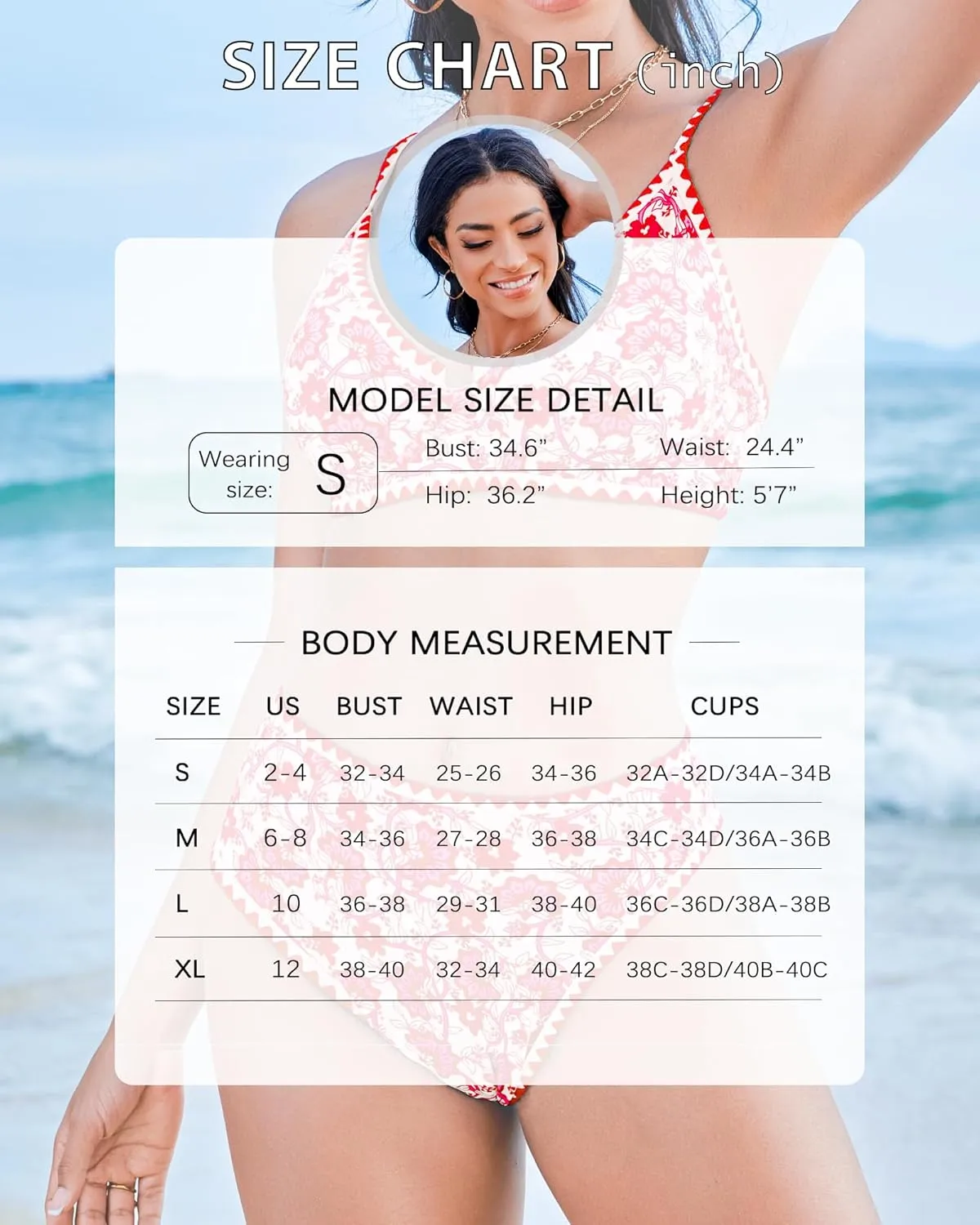 Women High Waisted Bikini Sets-Tummy Control Swimsuit Two Piece Bathing Suit Full Coverage Teen Triangle Top Floral