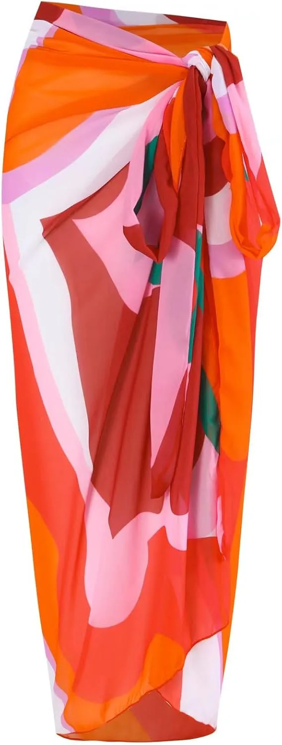 Women One Piece Swimsuit with Cover up Set High Waisted Beach Wrap Skirt Two Piece Bathing Suit