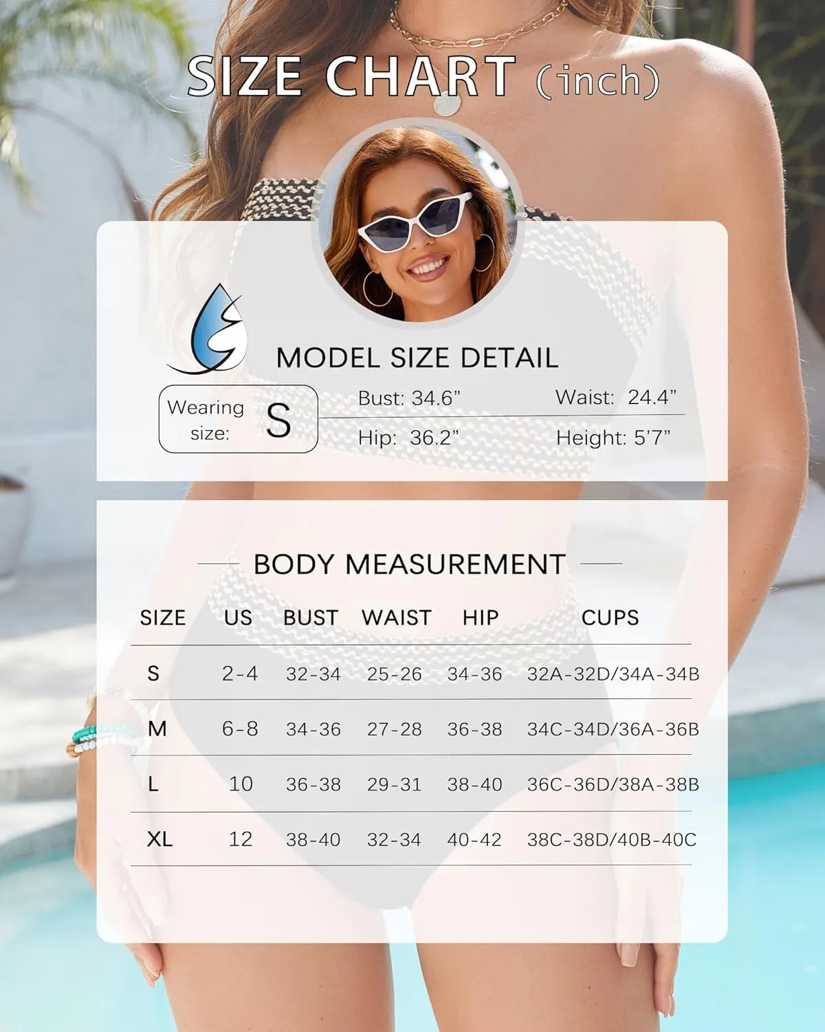 Women Two Piece Bandeau Swimsuit - High Waisted Bikini Sets Tummy Control Bathing Suit Strapless Bikini Top