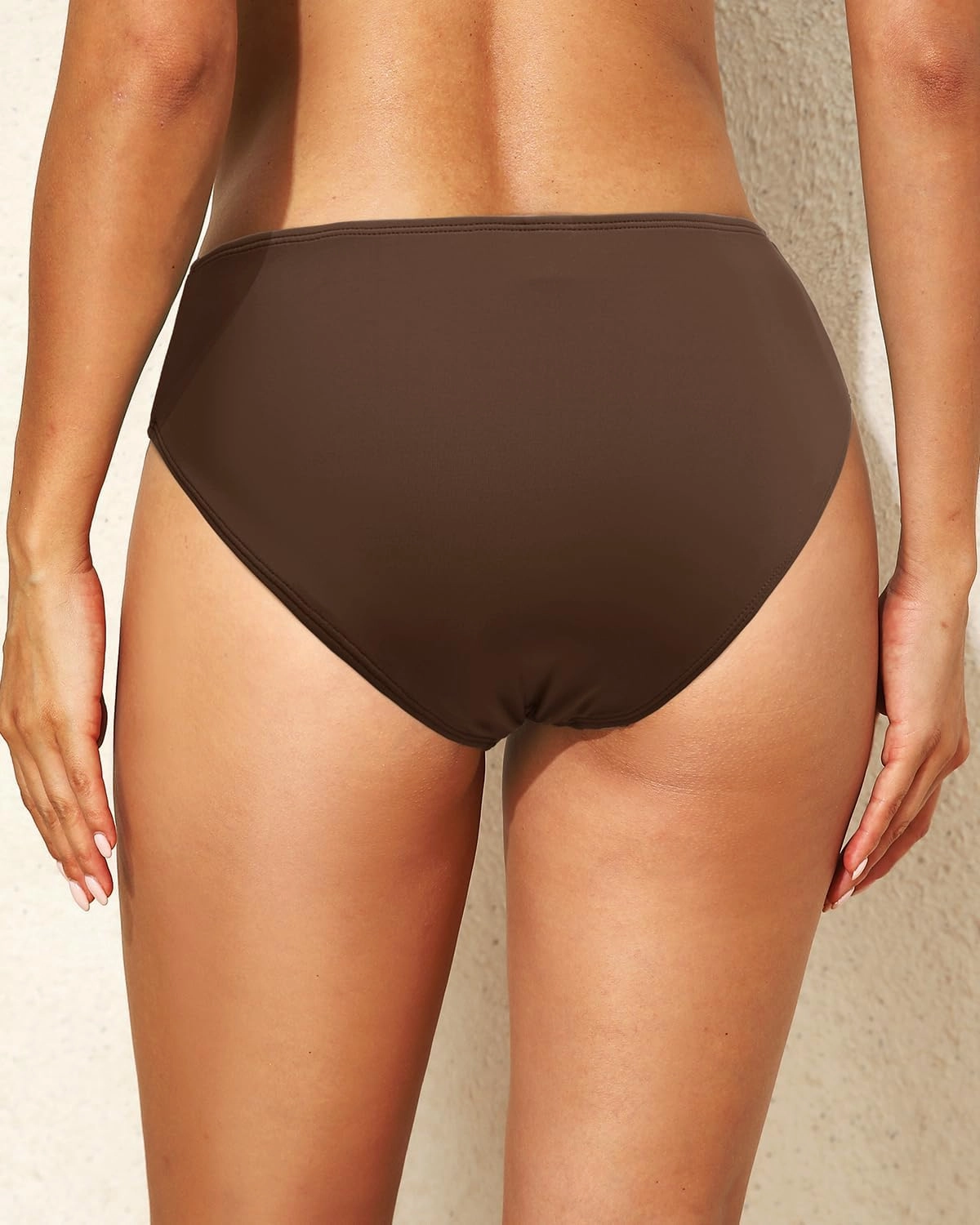 Women Full Coverage Bikini Bottoms - Mid Rise Bathing Suit Ruched Swim Bottom Swimsuit Swimwear