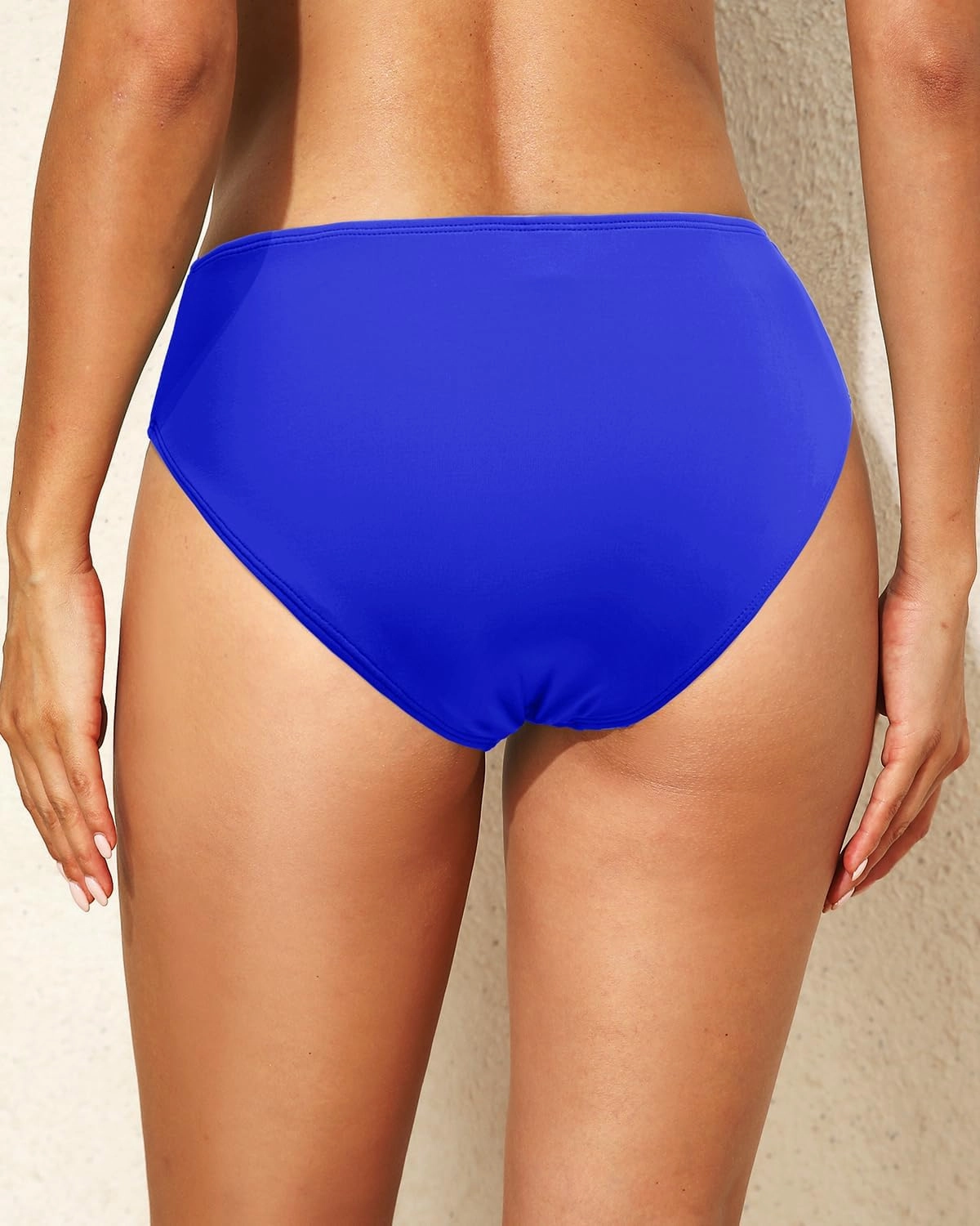 Women Full Coverage Bikini Bottoms - Mid Rise Bathing Suit Ruched Swim Bottom Swimsuit Swimwear