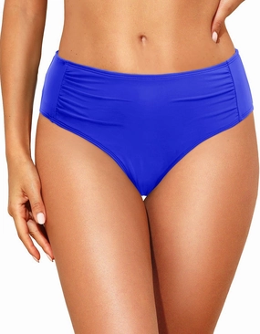 Women Full Coverage Bikini Bottoms - Mid Rise Bathing Suit Ruched Swim Bottom Swimsuit Swimwear