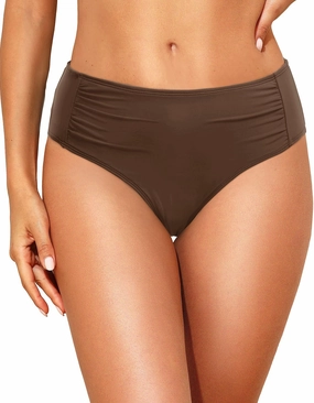 Women Full Coverage Bikini Bottoms - Mid Rise Bathing Suit Ruched Swim Bottom Swimsuit Swimwear