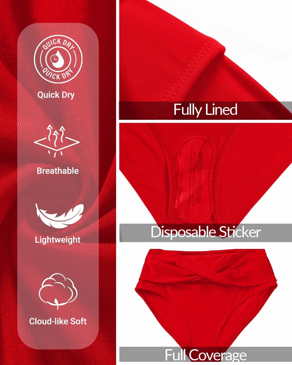 Women High Waist Bikini Bottom - V Cut Bathing Suit Bottoms Full Coverage Twist Front Swimsuit Bottom Swimwear 2025