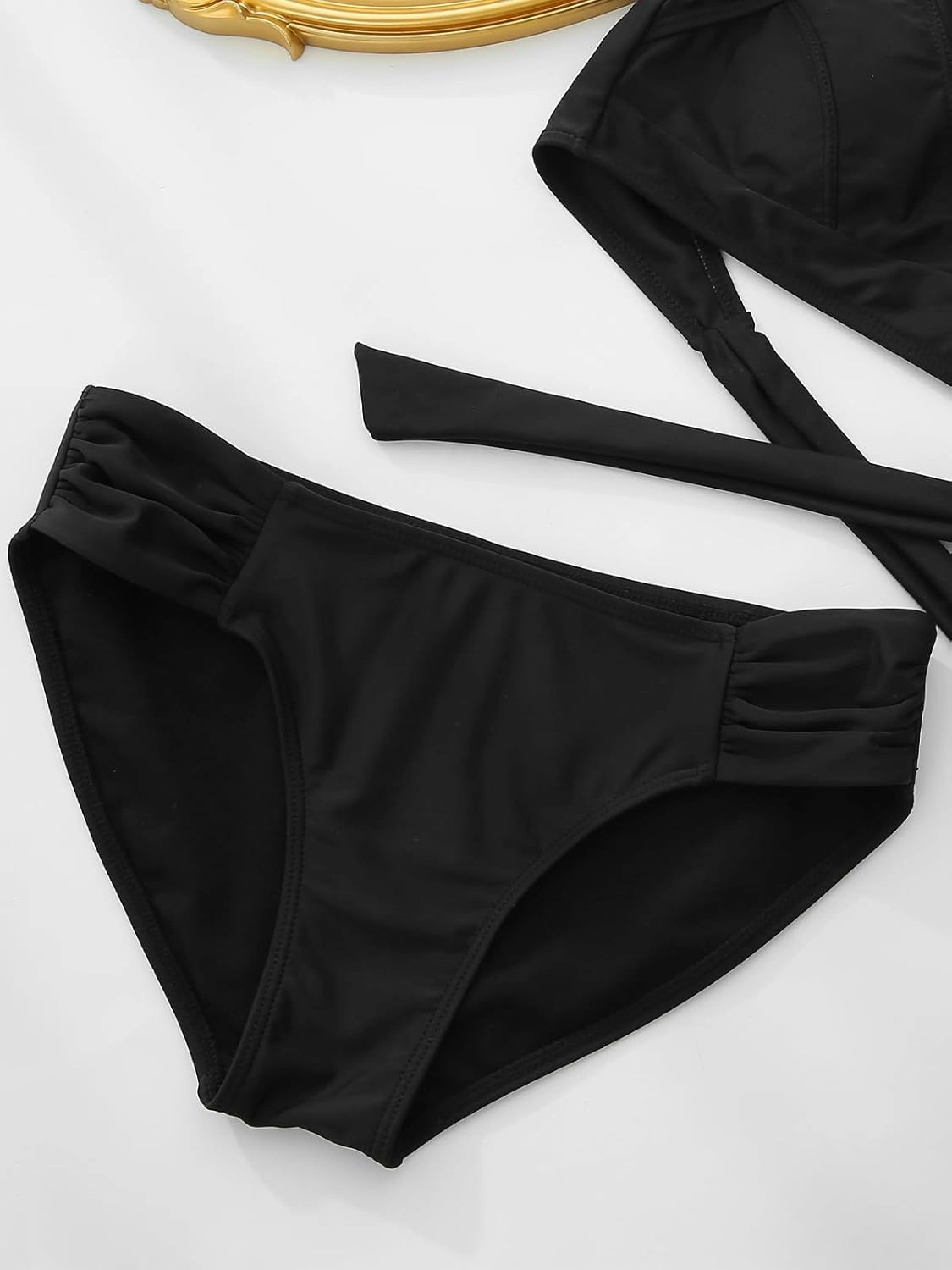 Women Low Rise Bikini Bottoms Full Coverage Ruched Swimsuits Swimwear Bathing Suit Bottom