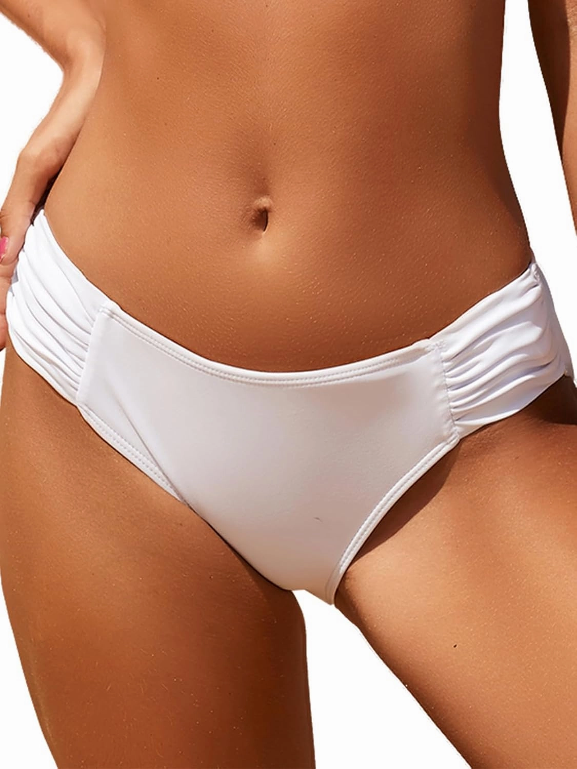 Women Low Rise Bikini Bottoms Full Coverage Ruched Swimsuits Swimwear Bathing Suit Bottom