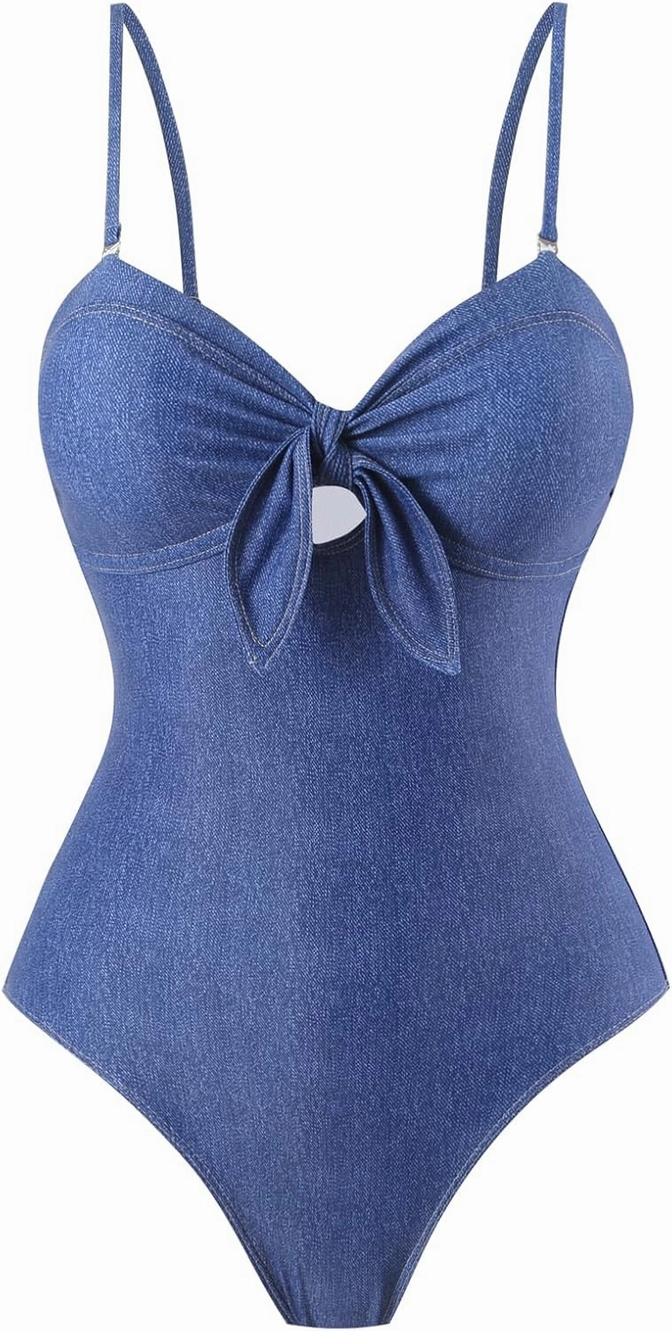 Women One Piece Swimsuit with Cover up Set High Waisted Beach Wrap Skirt Two Piece Bathing Suit
