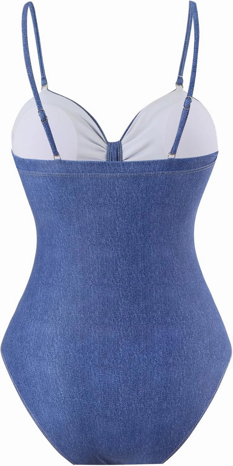 Women One Piece Swimsuit with Cover up Set High Waisted Beach Wrap Skirt Two Piece Bathing Suit