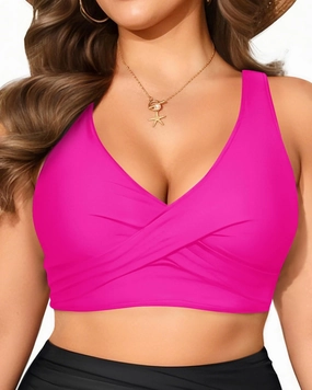 Women Plus Size Bikini Top - Twist Front Swimsuit Top Push Up Full Coverage Bathing Suit 2025 Swim Bra for Large Bust