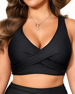 Women Plus Size Bikini Top - Twist Front Swimsuit Top Push Up Full Coverage Bathing Suit 2025 Swim Bra for Large Bust