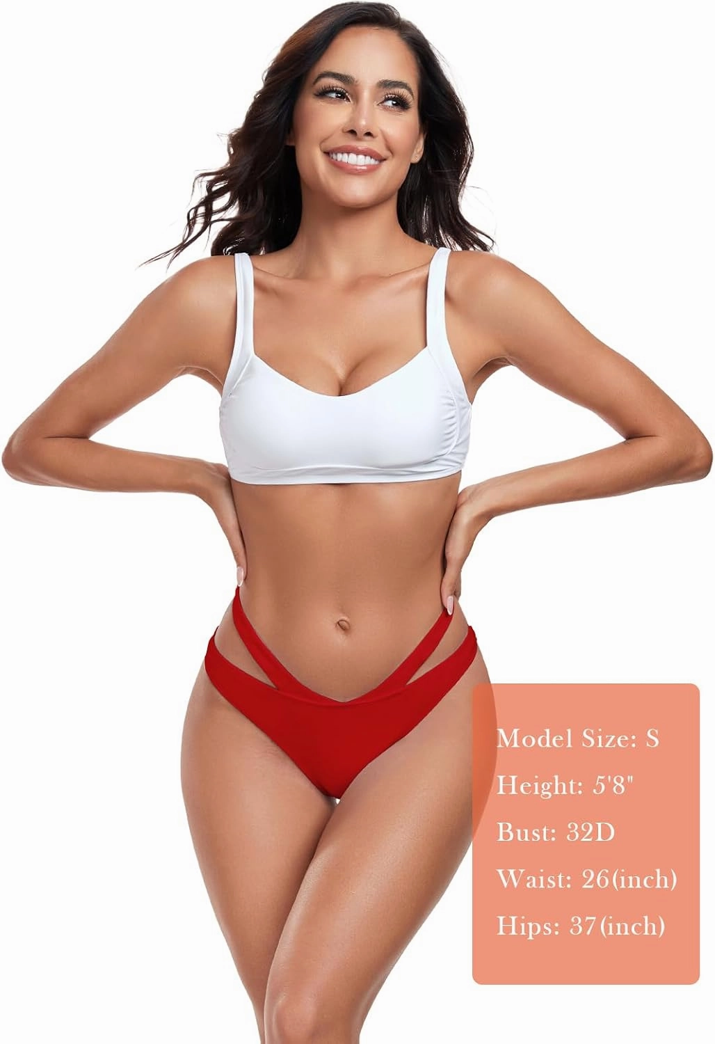 Women's Adjustable Swim Bottoms High Cut Low Waisted Bikini Bottoms Cheeky Bathing Suit Bottoms