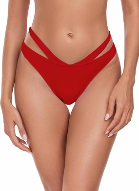 Women's Adjustable Swim Bottoms High Cut Low Waisted Bikini Bottoms Cheeky Bathing Suit Bottoms