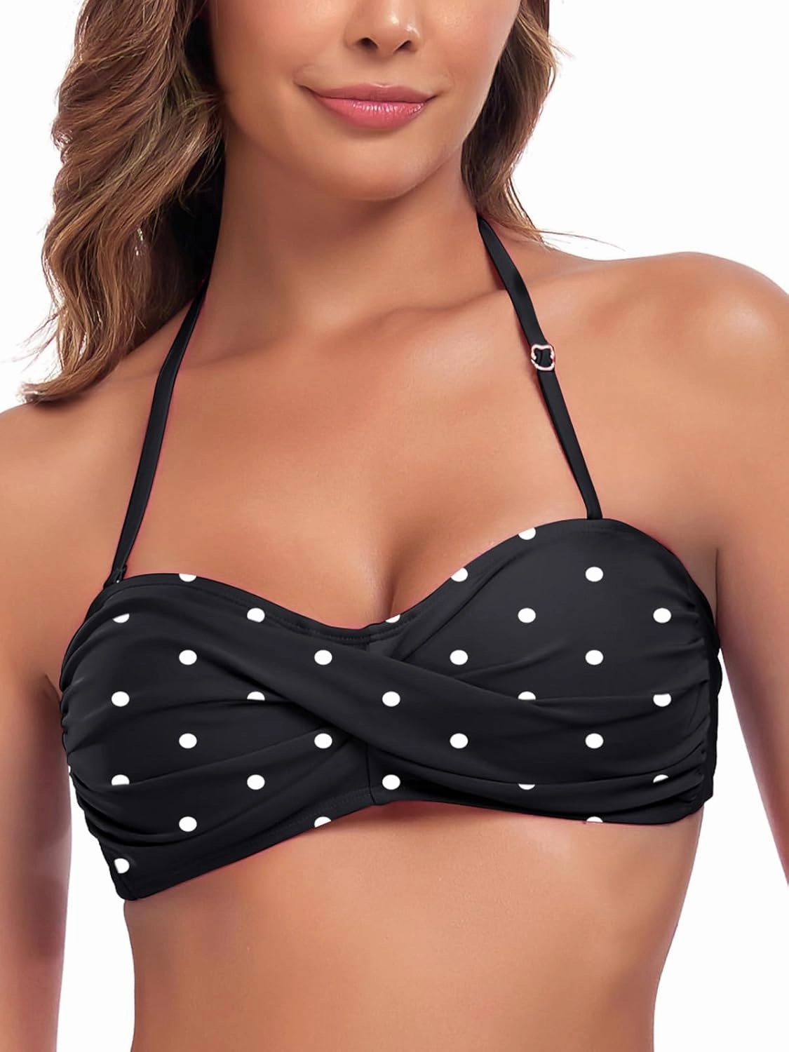 Women's Bandeau Bikini Top Strapless Tie Back Bathing Suit Top