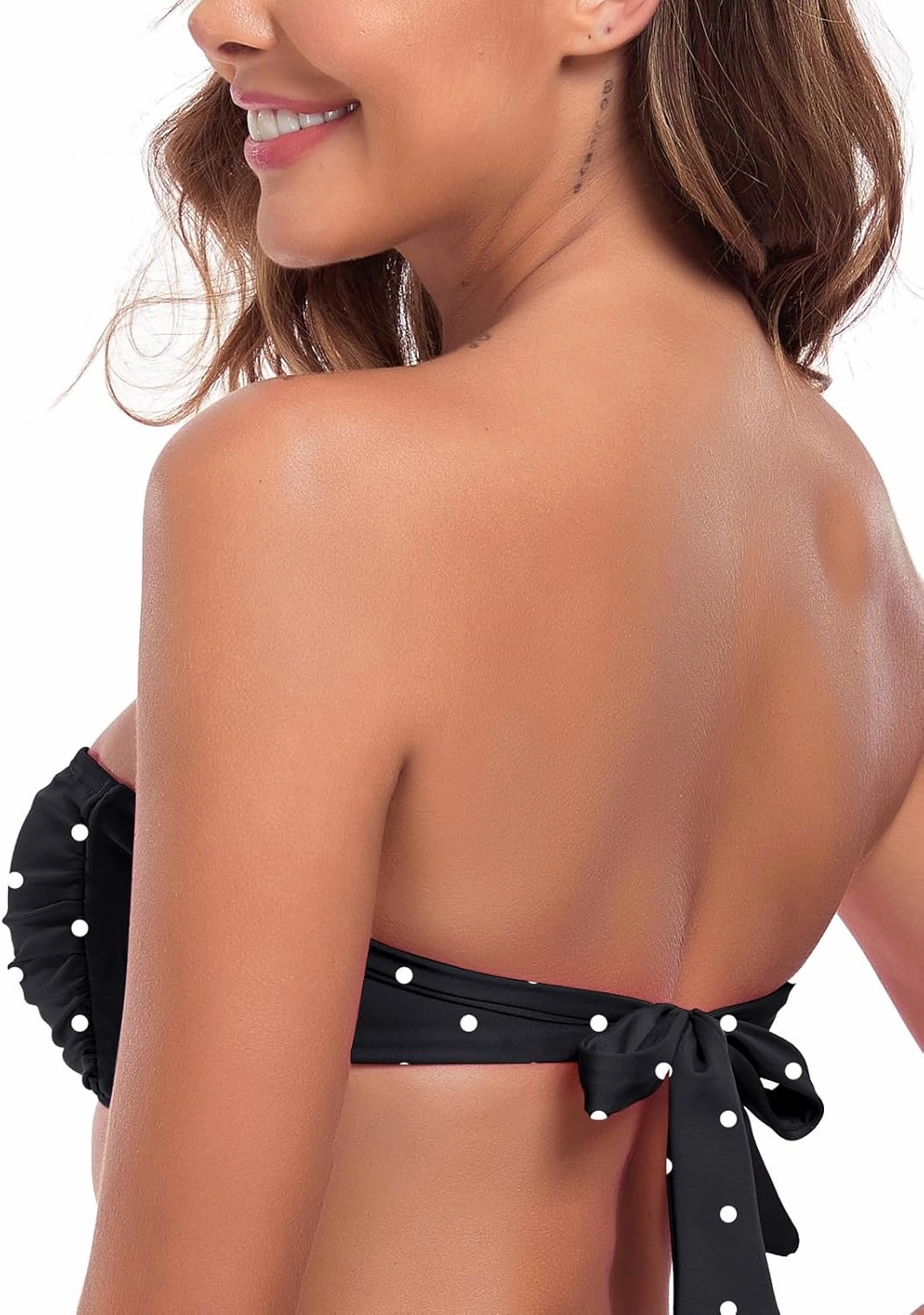 Women's Bandeau Bikini Top Strapless Tie Back Bathing Suit Top