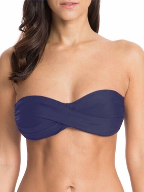 Women's Bandeau Bikini Top Strapless Tie Back Bathing Suit Top