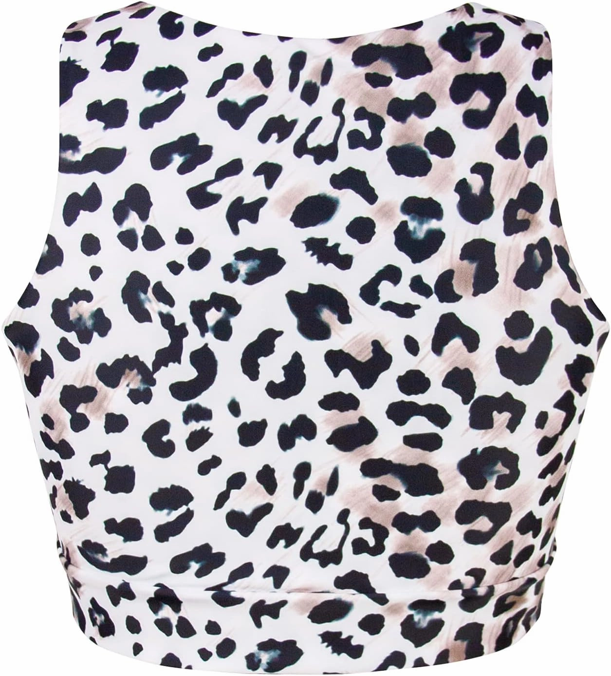 Women's Cut Out Tie Knot Front Scoop High Neck Tank Crop Top Bikini Swimsuit Top Only