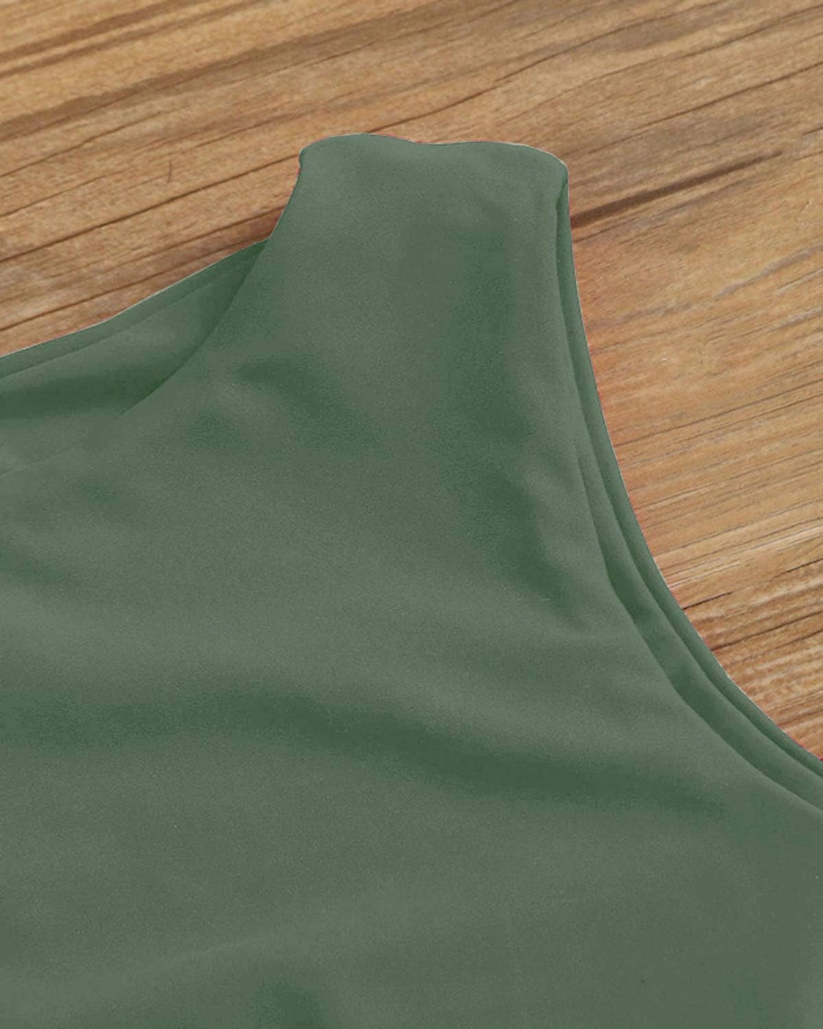 Women's Cut Out Tie Knot Front Scoop High Neck Tank Crop Top Bikini Swimsuit Top Only