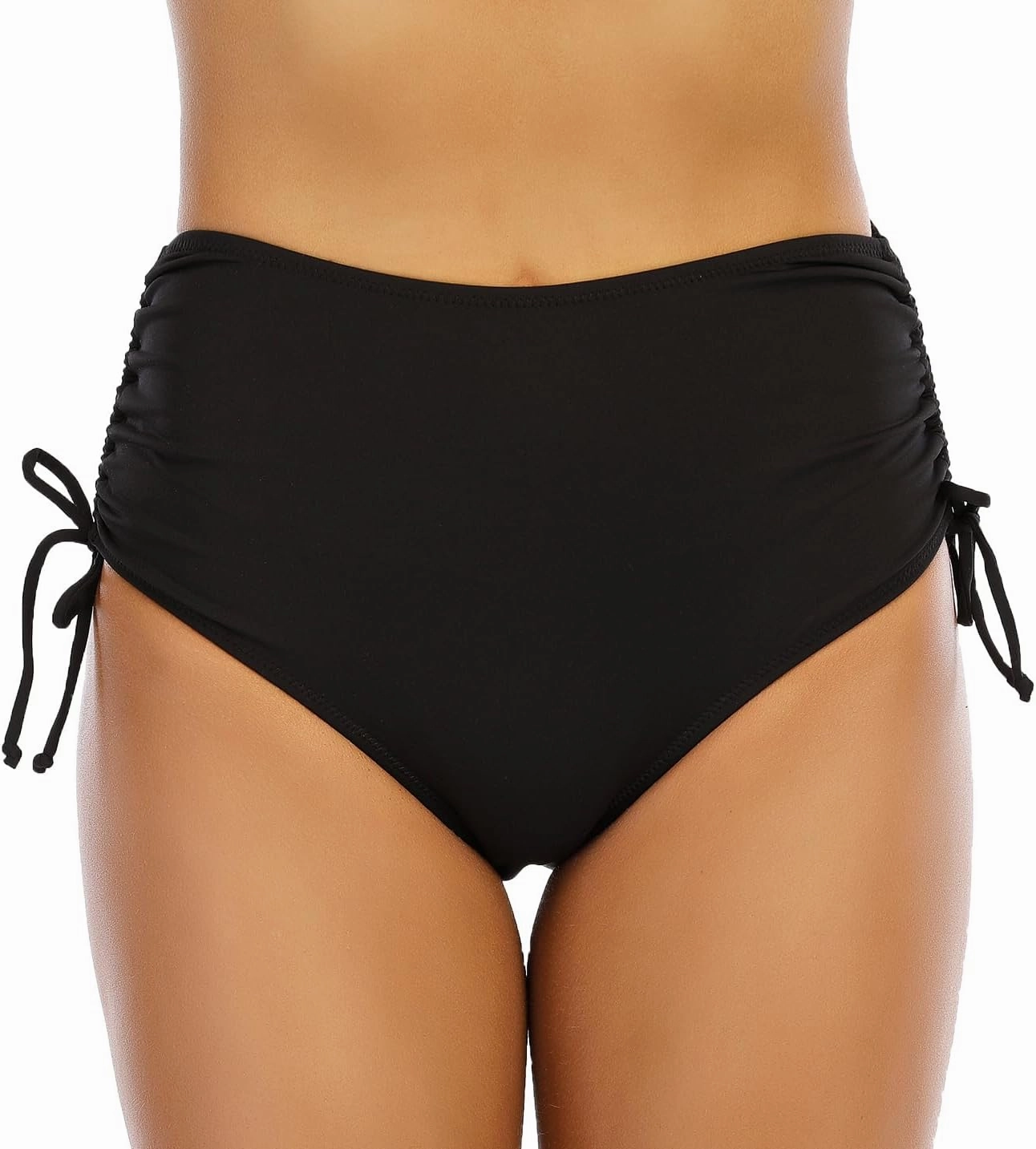 Women's High Waisted Bikini Bottoms Full Coverage Swim Bottom Tummy Control Side Tie Swimsuit Bathing Suit Bottoms