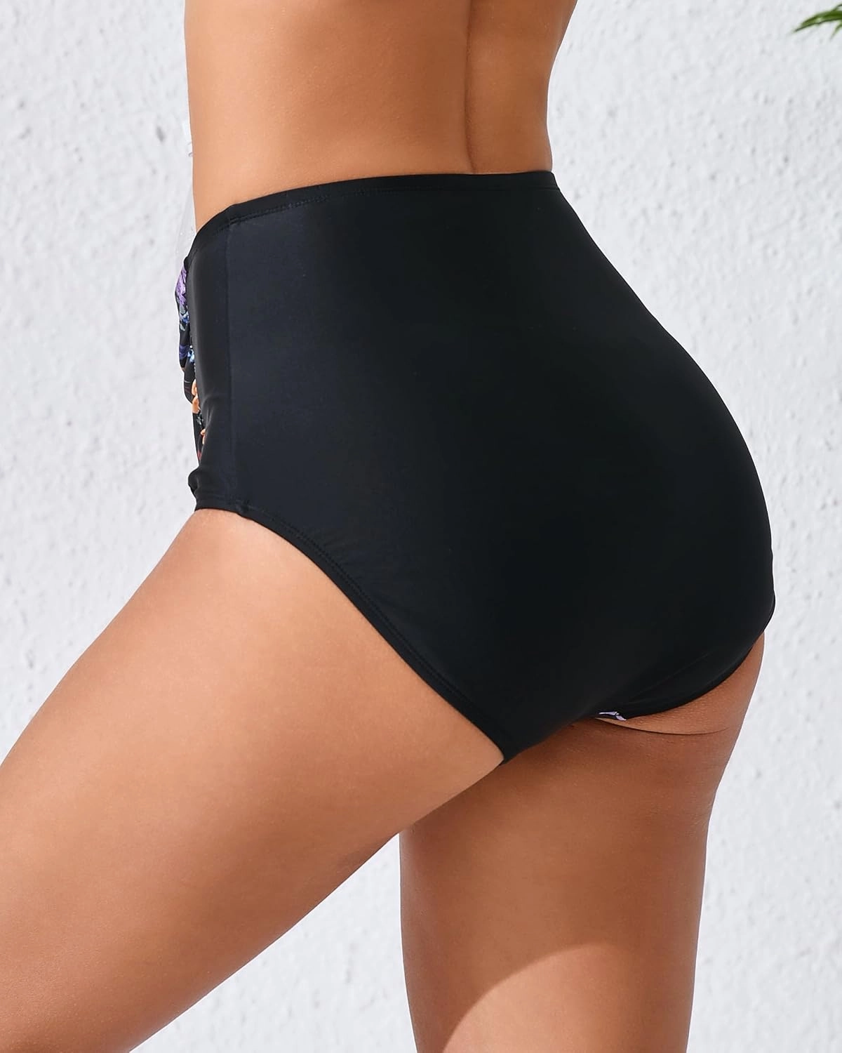 Women's High Waisted Bikini Bottoms Ruched Swim Bottoms Full Coverage Tankini Swimsuits Bottoms