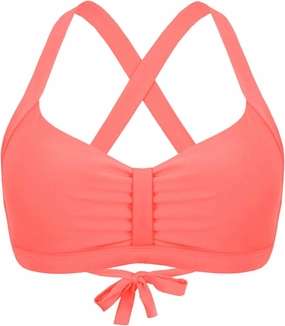 Women's Retro Printed Adjustable Thick Straps Cross Back Push Up Vintage Bikini Swimsuit Tops Only