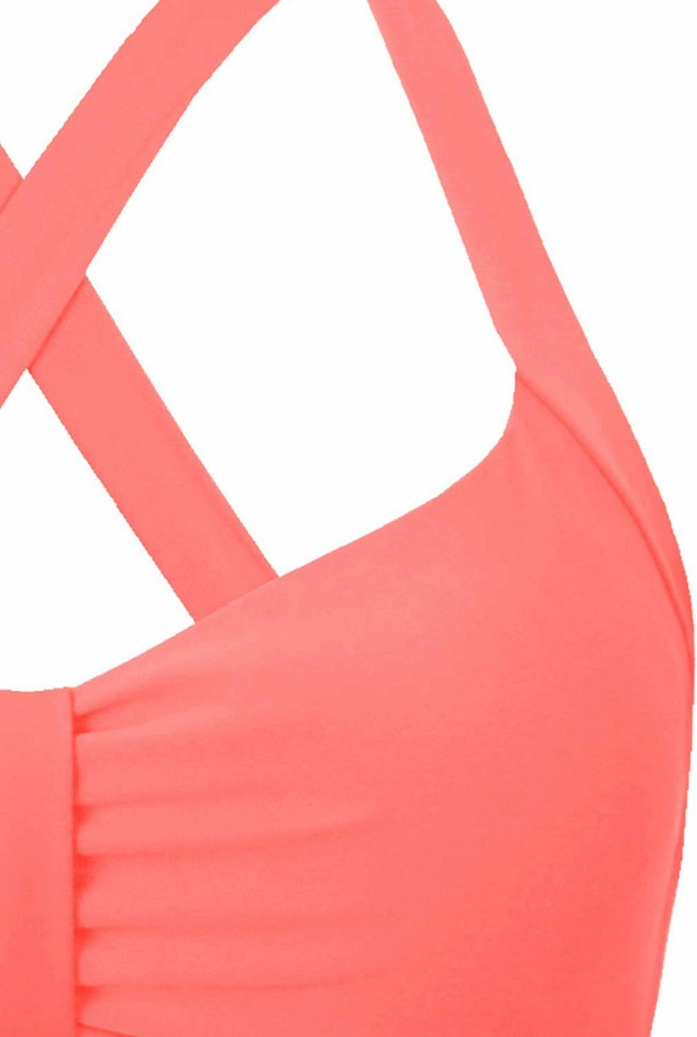 Women's Retro Printed Adjustable Thick Straps Cross Back Push Up Vintage Bikini Swimsuit Tops Only