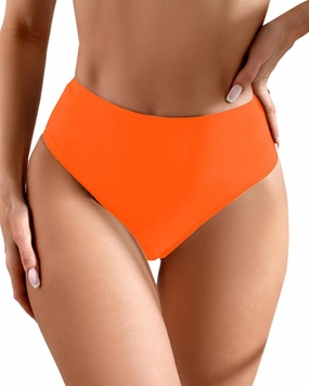 Women's Sexy High Waisted Ruched Back Cheeky Thong Bikini Swimsuit Bathing Suit Bottoms