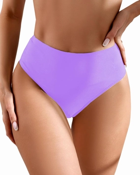 Women's Sexy High Waisted Ruched Back Cheeky Thong Bikini Swimsuit Bathing Suit Bottoms