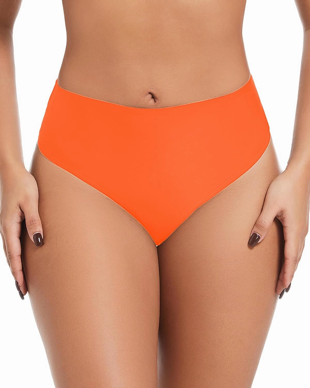 Women's Sexy High Waisted Ruched Back Cheeky Thong Bikini Swimsuit Bathing Suit Bottoms