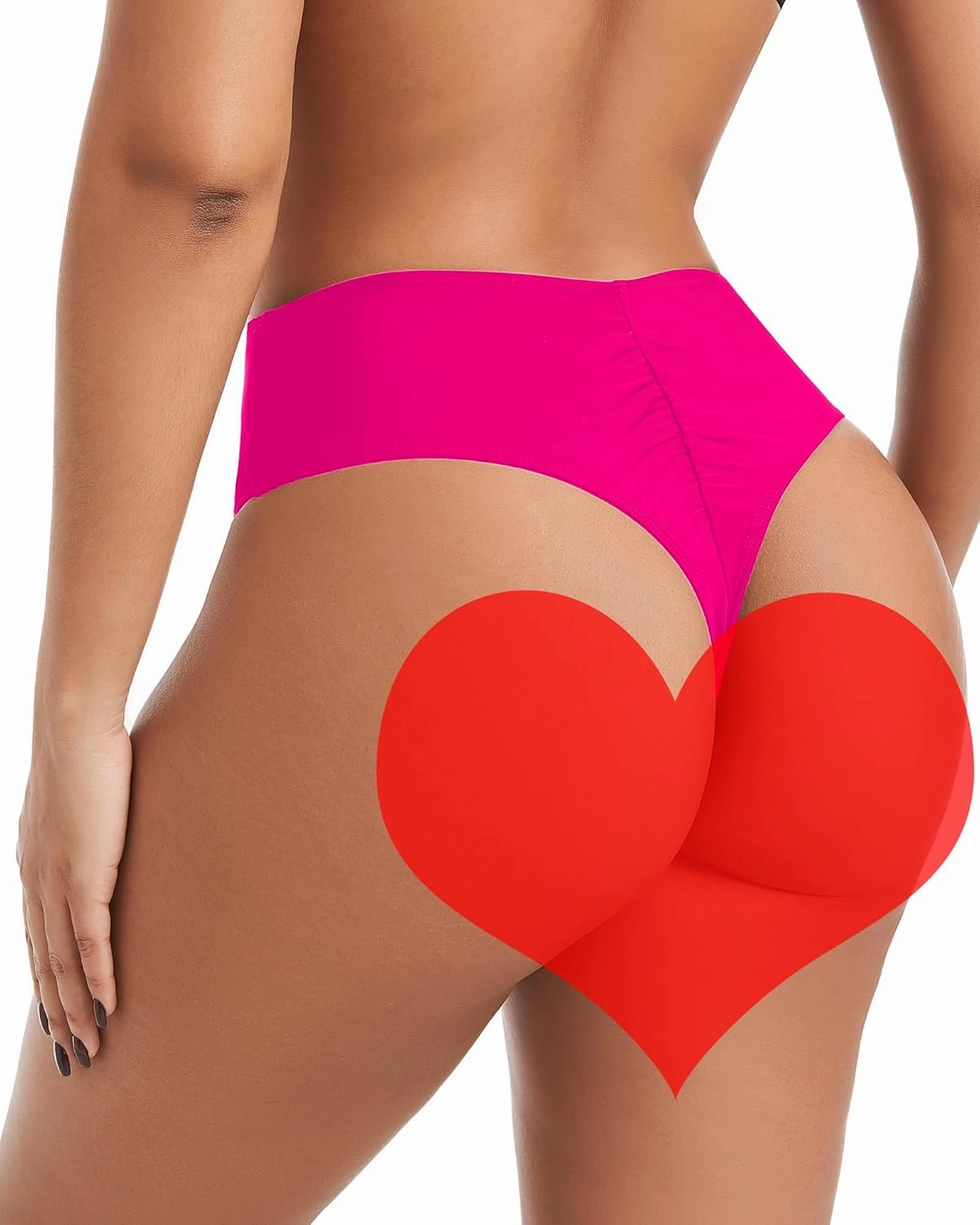 Women's Sexy High Waisted Ruched Back Cheeky Thong Bikini Swimsuit Bathing Suit Bottoms