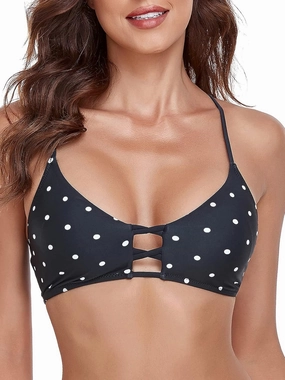 Women's Strappy Bikini Tops Padded Swimsuit Lace Up Adjustable Bathing Suit Top
