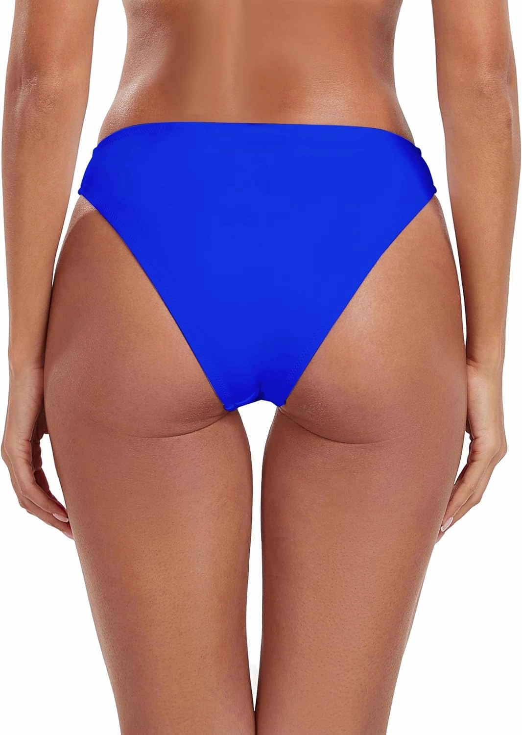 Women's Swim Bottoms High Cut Mid Waisted Bikini Bottoms Moderate Coverage Bathing Suit Bottoms