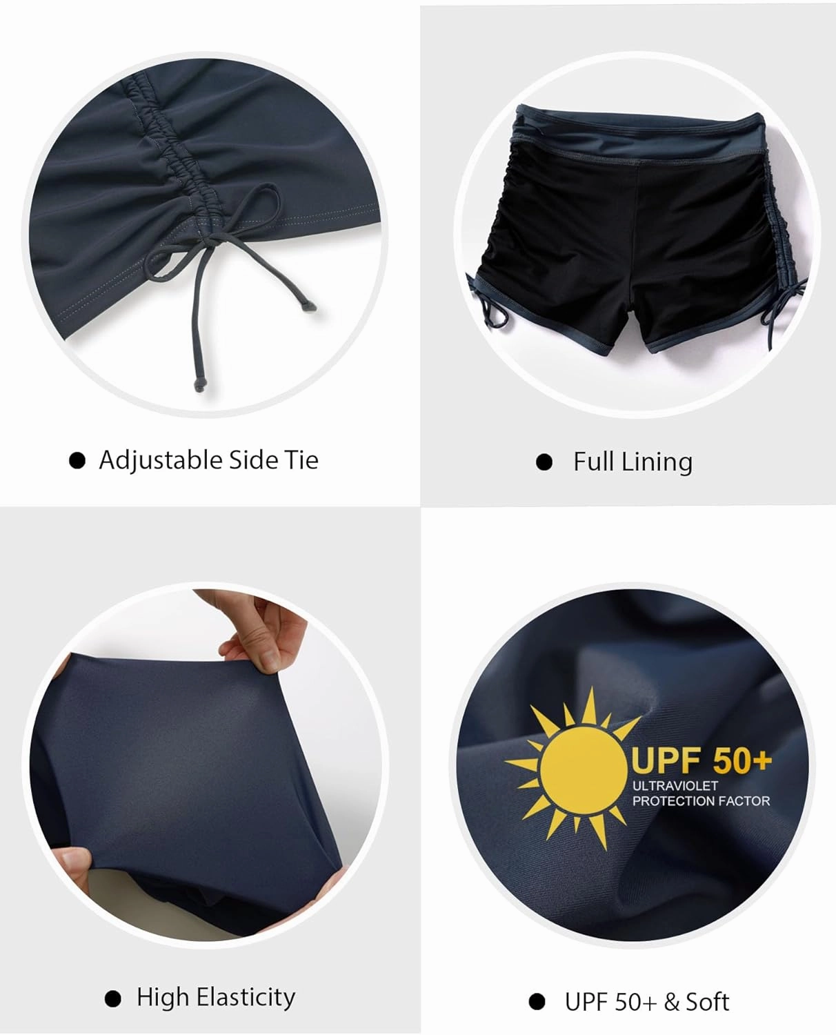 Women's Swim Shorts High Waisted Bathing Suit Bottoms Swimsuit Boy Shorts Swimwear Bikini Board Shorts