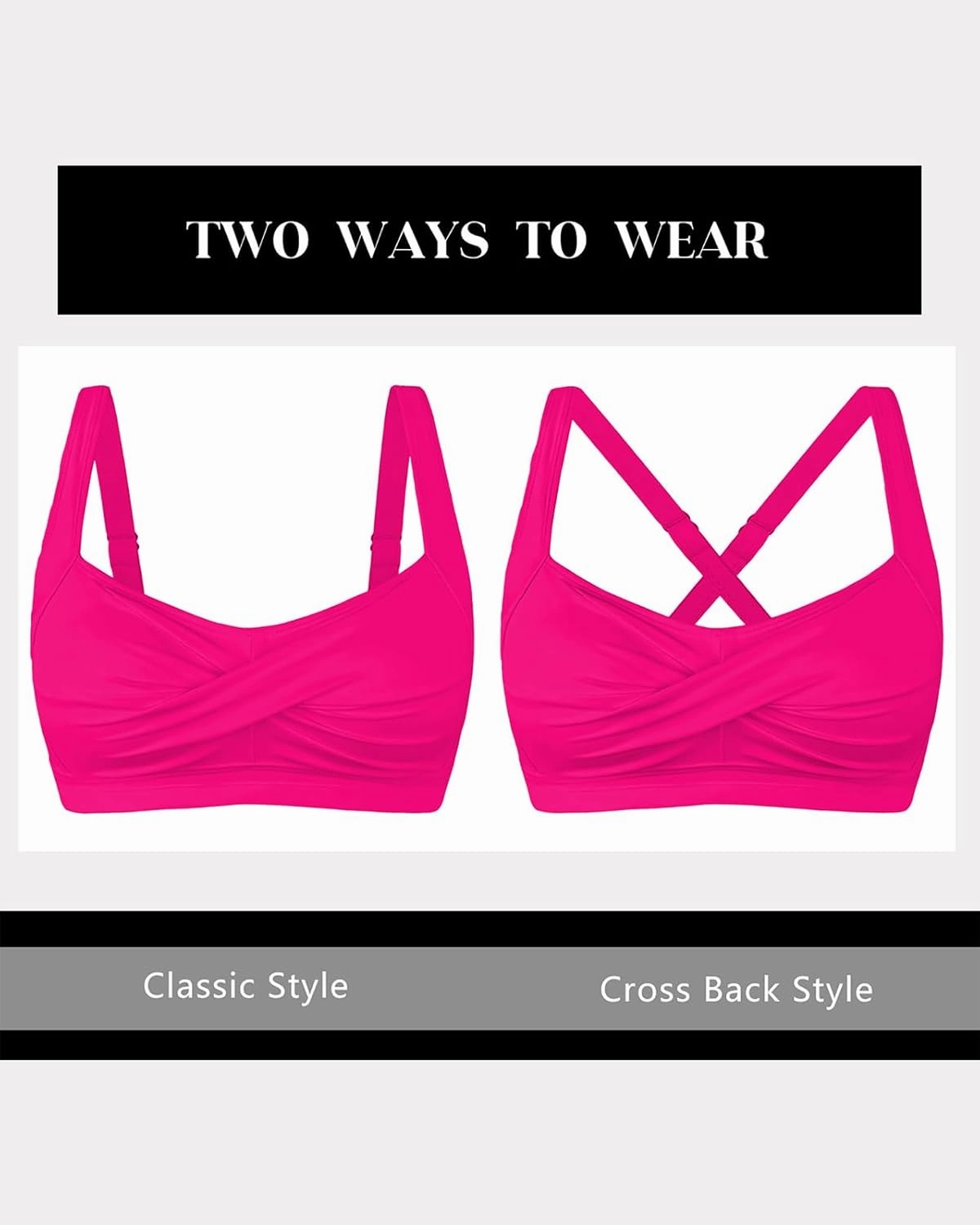 Women's Twist Front Bikini Top V Neck Full Coverage Padded Swimsuit Bathing Suit Tops Only