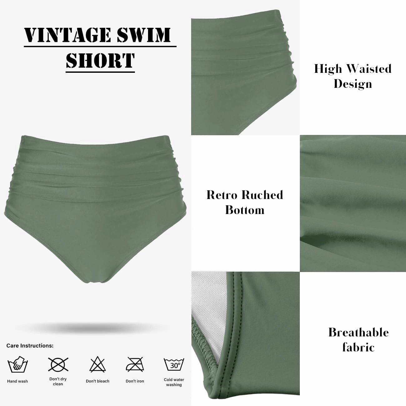Women's Twist Front Full Coverage Swimsuit V Neck Padded High Waisted Ruched Bikini Set Two Piece Bathing Suit