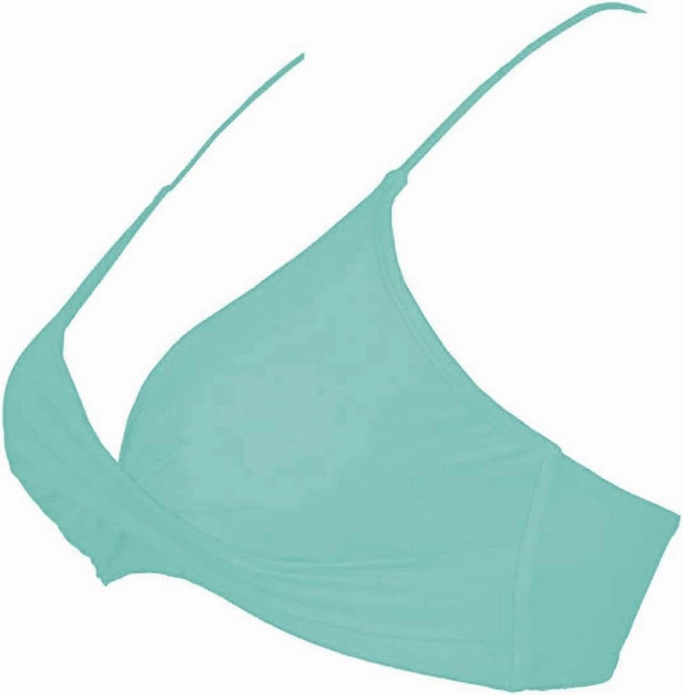 Women's Twist Front V Neck Bikini Top Padded Adjustable Spaghetti Straps Bathing Suit Tops Only