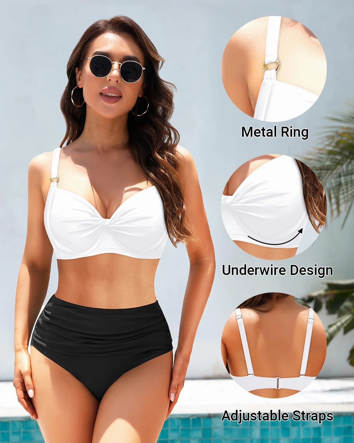 Women's Underwire Bikini Top - Push Up Swimsuit Top Only Twist Front Bathing Suit 2025 Retro Swim Bra