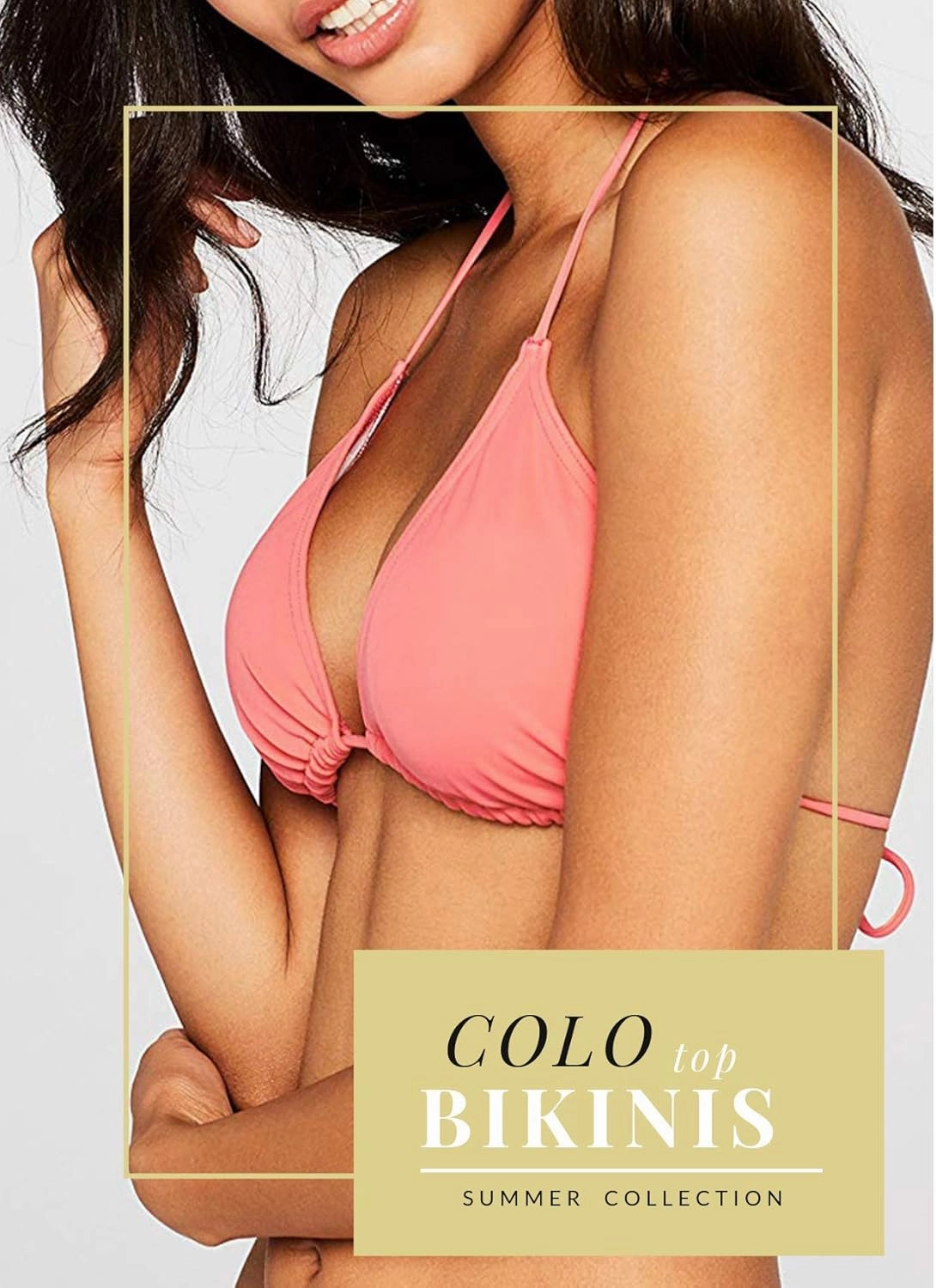 Women Triangle Bikini Top Push up Padded V-Neck Lace-up Basic Swimsuit Top
