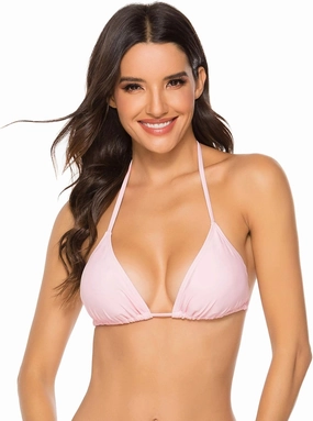Women Triangle Bikini Top Push up Padded V-Neck Lace-up Basic Swimsuit Top