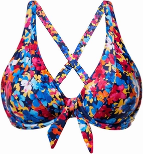 Women Underwire Bikini Top Only - Knot Front Bathing Suit Top Swim Bra Push Up Swimsuits Top