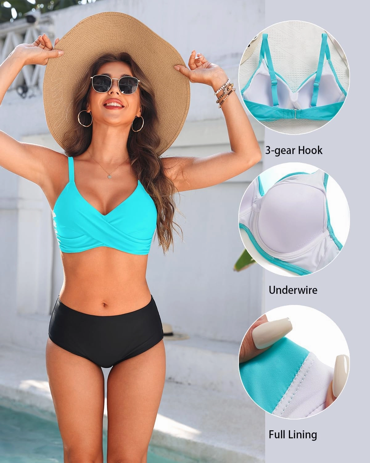 Women Underwire Bikini Top Only - Push Up Bathing Suit Top Padded Swim Bra 2025 Swimsuits Top