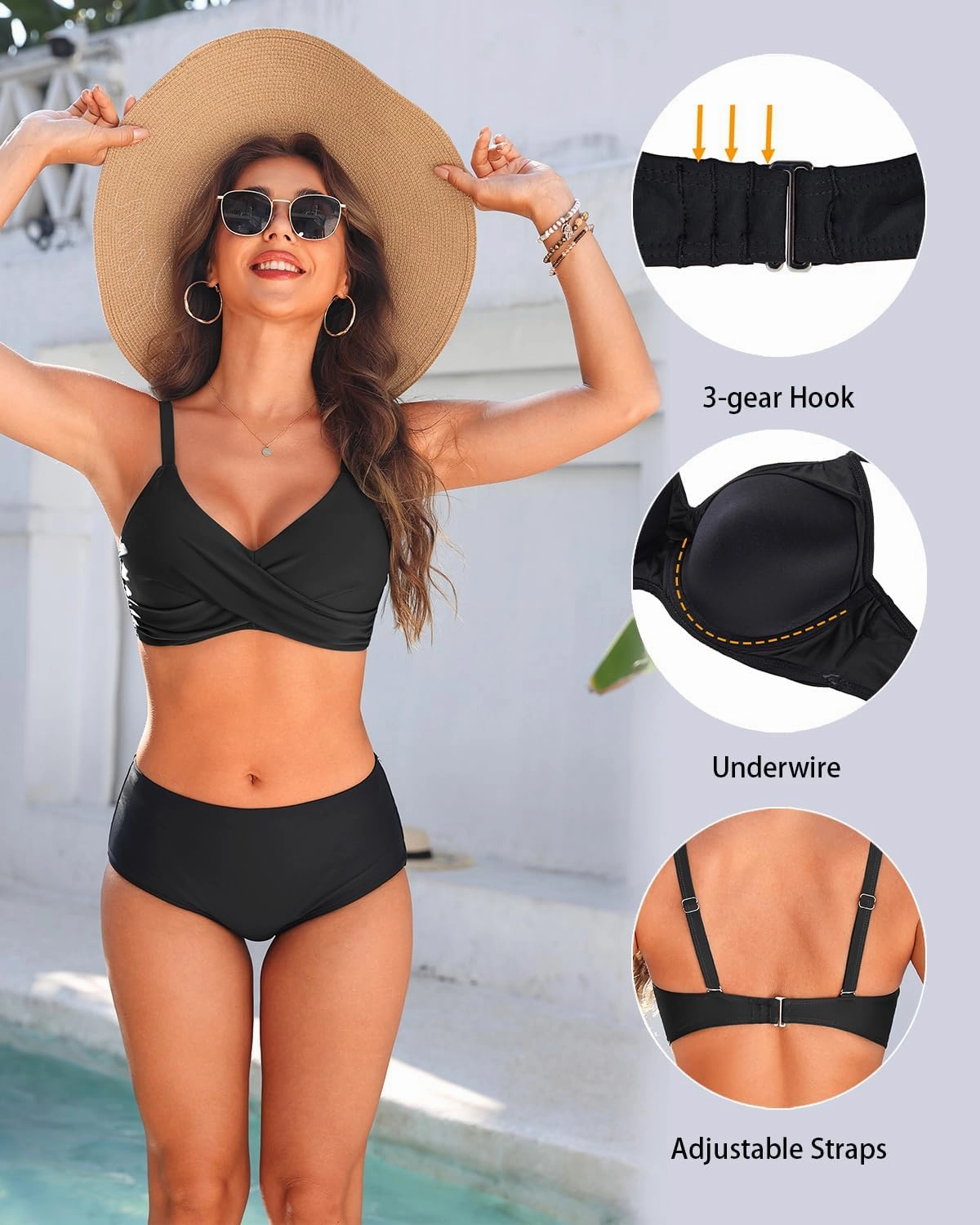 Women Underwire Bikini Top Only - Push Up Bathing Suit Top Padded Swim Bra 2025 Swimsuits Top
