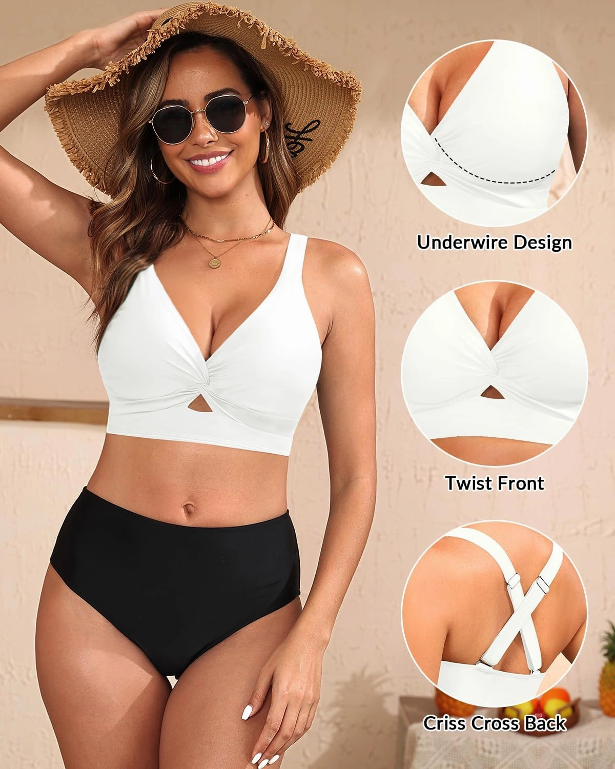 Women Underwire Bikini Top Only - Push Up Swimsuit Top Large Bust Bathing Suit Tops 2025 Supportive Swim Tops