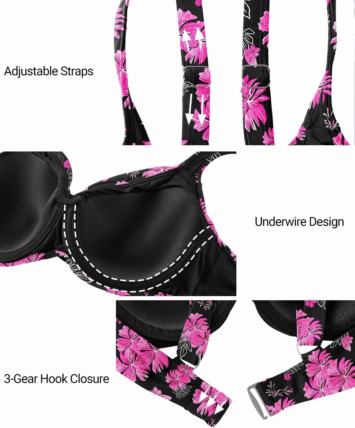 Women Underwire Bikini Tops - Push Up Swim Top Only Bra Padded Bathing Suit Top 2025 Swimsuit Tops