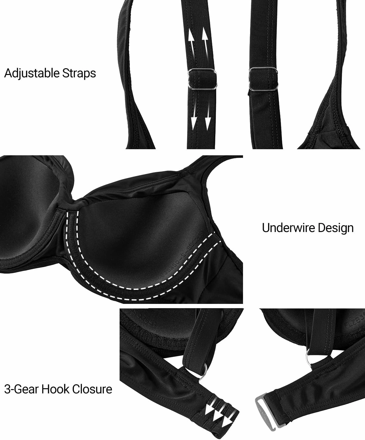 Women Underwire Bikini Tops - Push Up Swim Top Only Bra Padded Bathing Suit Top 2025 Swimsuit Tops