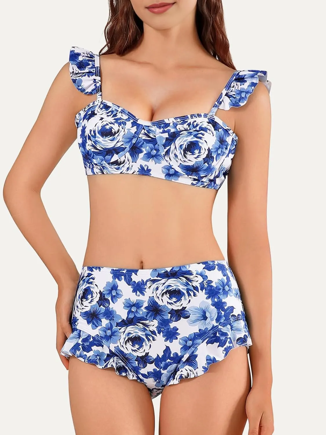 Womens 3 Piece Swimsuits with Cover Up 3 Pieces Bikini Set with Sarong High Waisted Bikini with Beach Cover Up Set