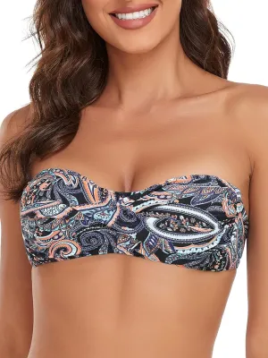 Women's Bandeau Bikini Top Strapless Tie Back Bathing Suit Top