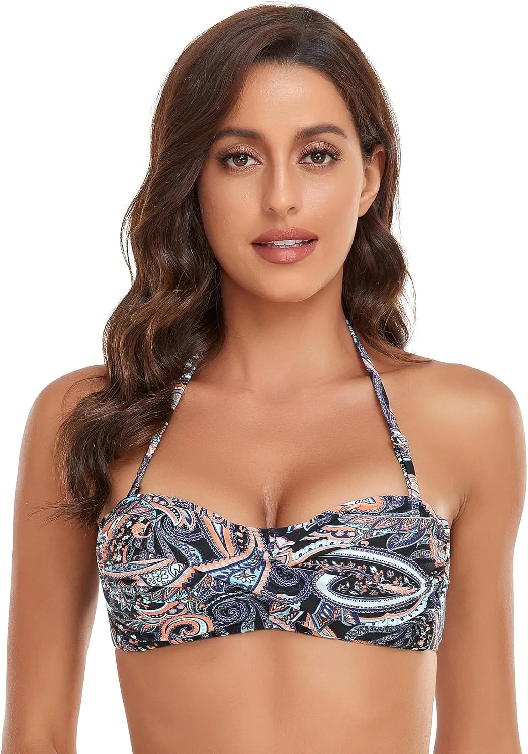 Women's Bandeau Bikini Top Strapless Tie Back Bathing Suit Top