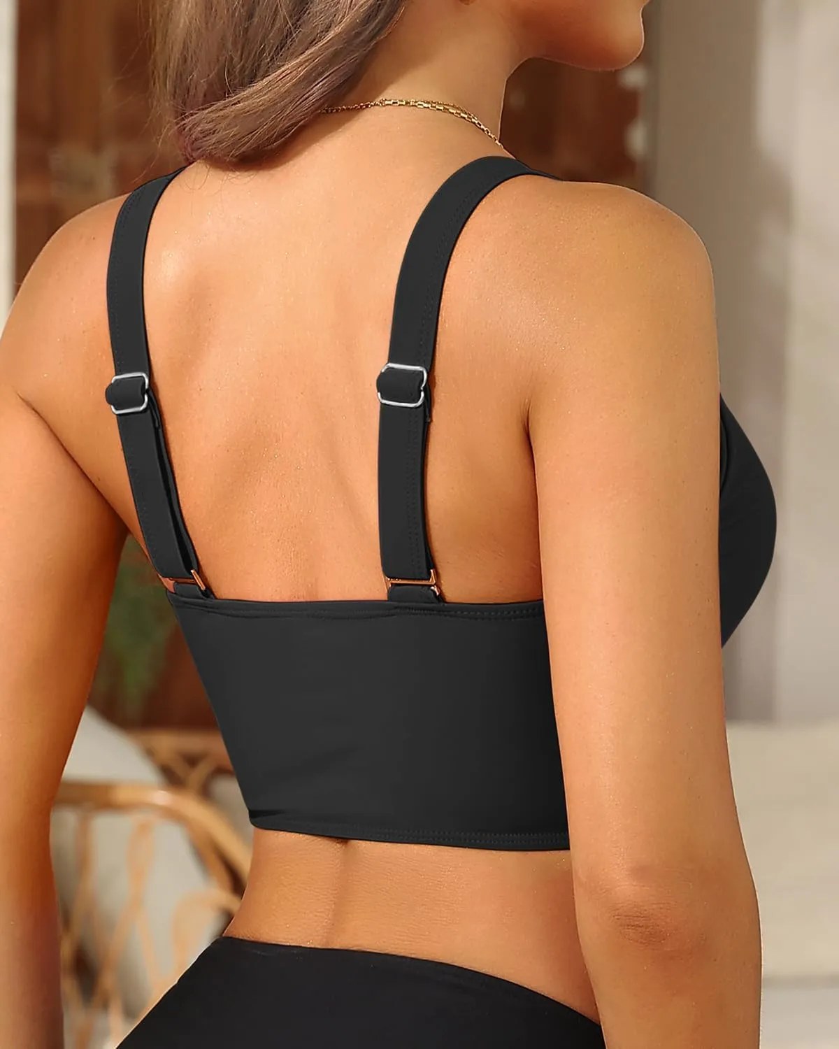 Women's Bikini Top - Supportive Swimsuit for Large Bust - 2025 Cut Out Twist Swim Top