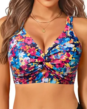 Women's Bikini Top - Supportive Swimsuit for Large Bust - 2025 Cut Out Twist Swim Top