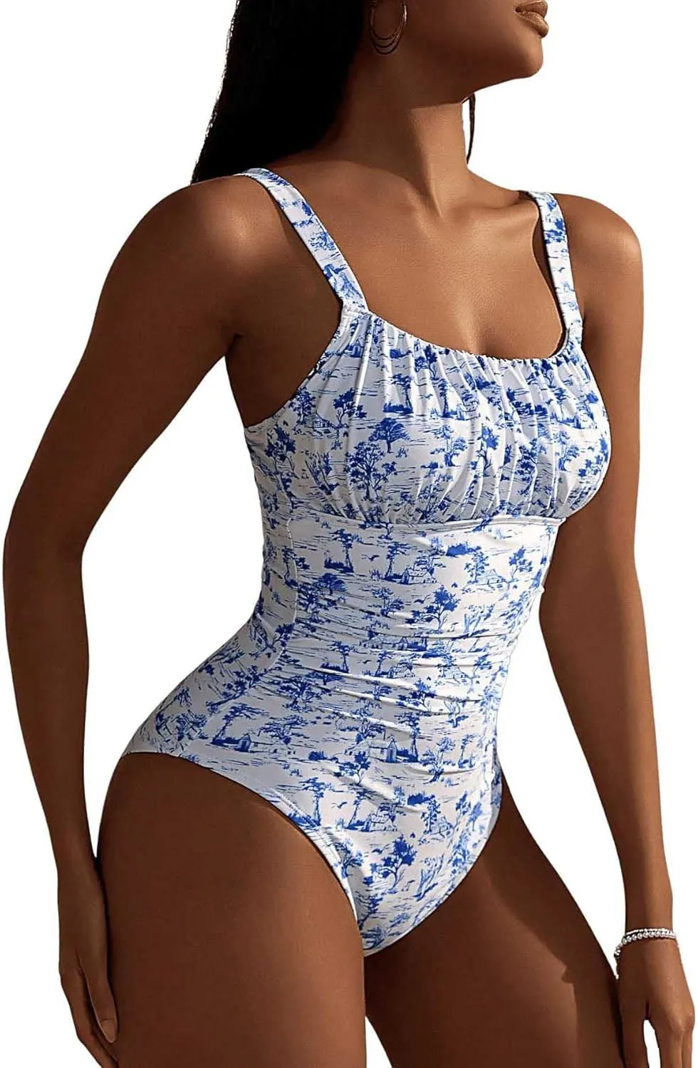 Women's Boho Floral Print One Piece Swimsuit Y2K Bathing Suits Swimwear Beachwear